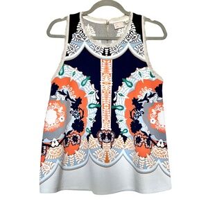 Anthropologie Postmark Anzere Mosaic Print Raw Edge Boho Tank Top Size M